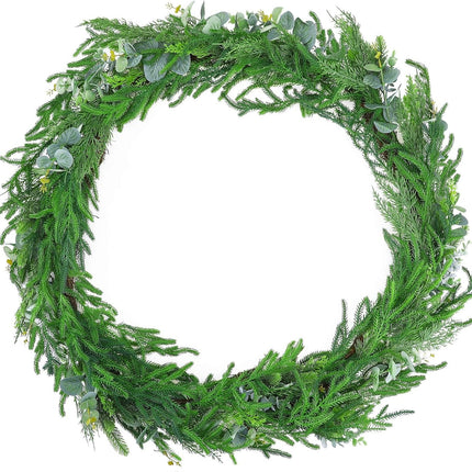 Jutom 1 Pack Christmas Norfolk Pine Garland 7.3ft Artificial Cypress Cedar Pine Needles Greenery Seasonal Garland for Winter Holiday Indoor Outdoor Decor (Cypress Branches Style)