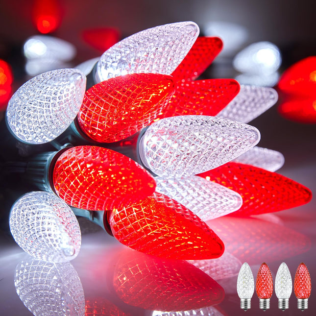 100 Feet Commercia Led Outdoor Christmas Lights, Waterproof C9 Christmas String Lights with 100 C9 Strawberry Bulbs Connectable UL for Roofline Patio Holiday Party Backyard Xmas Decor
