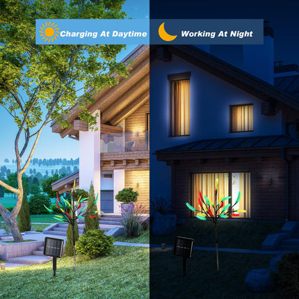 4 Pack Christmas Solar Lights Outdoor Garden Decor Chili Pepper Solar Lights Stake 80 LED Red Green Yellow Chili Solar Lights Solar Outdoor Landscape Lights for Christmas Yard Pathway