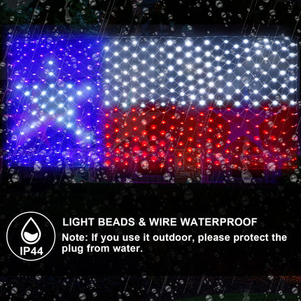 Leisure world LED Texas Flag Net Lights Outdoor, 384 LED American Flag Lights Texas Decor, 3.3 x 6.6 FT Patriotic Outdoor Lights, 8 Modes Texas Led Flag Lights for 4th of July, Christmas Decorations