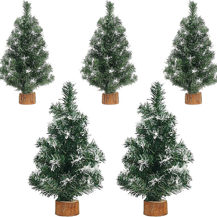 5 Pack Tabletop Artificial Mini Xmas Pine Tree Miniature Pine Christmas Tree with Base for Christmas Winter Mantel Holiday Indoor Home Kitchen Dining Table Decorations
