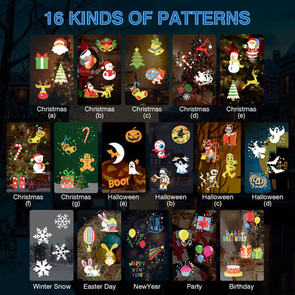 LED Projector Lights, Outdoor&Indoor Rotatable Lamp, Halloween Snowflake Projector with 12 Themes, Waterproof Landscape Decorative Lighting Garden Party Year Xmas