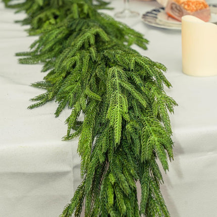6FT Christmas Garland Norfolk Pine Garland Christmas Greenery Garland for Mantle Table Stairs Indoor Outdoor Holiday Christmas Xmas Decor Decoration