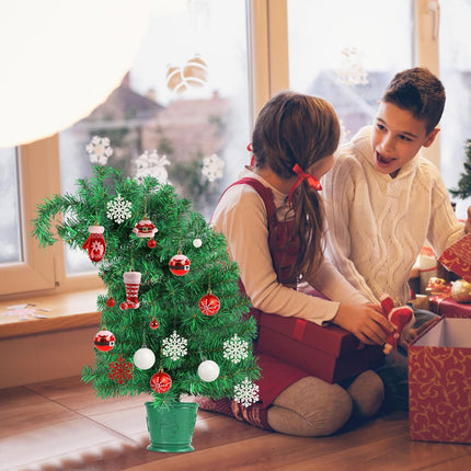 CCINEE 2Ft Artificial Christmas Tree, Green Mini Bendable Tabletop Hinged Christmas Tree with Plastic Stand 120 Branch Tips for Xmas Party Supplies Home Indoor Decoration