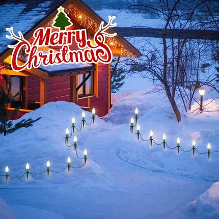 Christmas Pathway Lights Outdoor, 38 Feet C9 Christmas Pathway Lights with 25 Clear Bulbs and Stake Stakes for Outdoor Walkway Driveway Backyard Christmas Decorations, Warm White