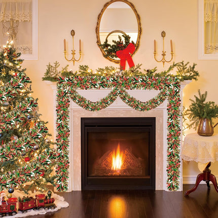 50Ft Christmas Tinsel Twist Garland, Metallic Twist Garland Tree Decorations for Christmas Tree Year Party Birthday Holiday Supplies Indoor and Outdoor Decoration (Red Green Gold)
