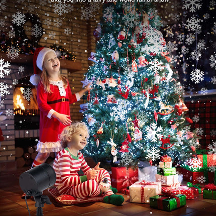Christmas Snowflake Projector Lights Outdoor, Led Rotating Snowfall Show Lights Waterproof Landscape Decorative Christmas Light Lighting for Xmas Holiday Garden Indoor Home Decoration Show
