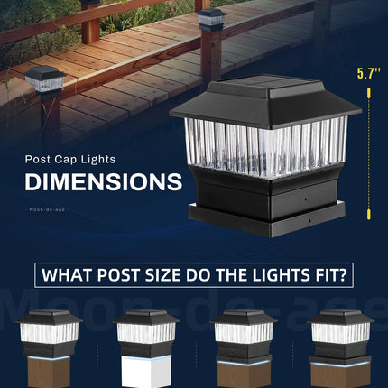 RGB&Warm Solar Post Cap Lights 50 Lumen, Outdoor 4x4 3.5x3.5 4.5x4.5 or 5.5x5.5 Led Fence Deck Patio Garden Post Lights for Christmas Halloween Parties(Black, 6 Pack)
