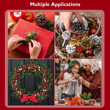 232 Pieces Christmas Wreath Making Decoration Artificial Pine Cone Berry Set Pine Natural Pinecones Branches for Xmas Tree Ornament Home Fall Winter Christmas Party DIY