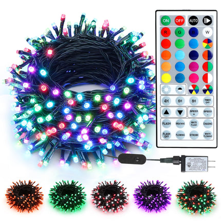 BrizLabs RGB Christmas Lights, 66FT 200 LED Color Changing String Lights, Rainbow Christmas Lights, Red White Dimmable Christmas Tree Lights with Remote for Xmas Halloween Home Indoor Outdoor Party