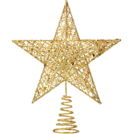10 Inches Christmas Tree Star Topper Xmas Tree Topper Star Christmas Decoration Glittered Tree-top Star (Gold)