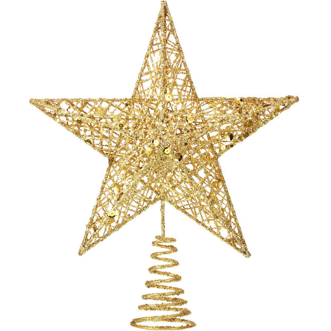 10 Inches Christmas Tree Star Topper Xmas Tree Topper Star Christmas Decoration Glittered Tree-top Star (Gold)