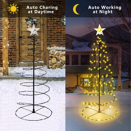 d 2 Pack Spiral Solar Christmas Tree Lights, 32'' Outdoor Christmas Decorations, 8 Modes Solar Pathway Lights, Waterpoof Light up Prelit Xmas Tree for GardenPatio Yard Walkway Driveway