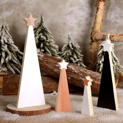 Christmas Wooden Christmas Tree, 4pcs Wooden Christmas Tree Tabletop Ornaments for Christmas Decor, Christmas Decorations for Home Office Farmhouse Centerpieces Original