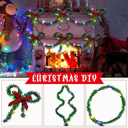 8 Pcs Dollhouse Miniature Christmas Garland Lights Led Mini Wreath Artificial Decorative Xmas Decoration Accessories Scene Model Pretend Play, Green (Spiareal-Décor-001)