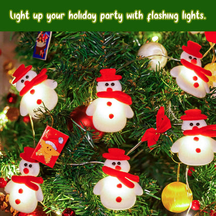 ZAUGONTW Christmas Snowman String Lights - 10 LEDs 5.4ft Waterproof Light Up String Lights, Short Plush Lights for Christmas Decorations (Battery Operated)