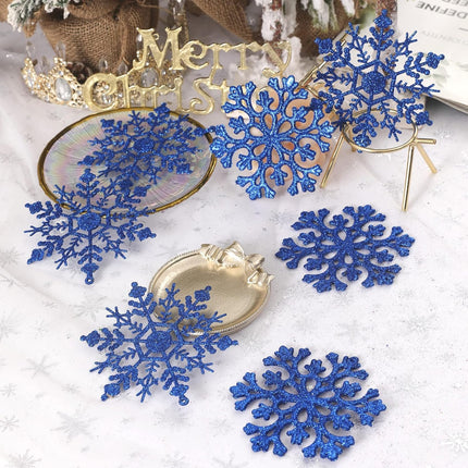 30PCS Christmas Glitter Snowflake Ornaments Plastic Snowflakes Ornaments-Xmas Tree Decorations,4.7-inch(Blue)