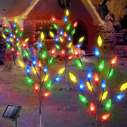 d 4 Pack Solar Christmas Garden Stake Lights for Christmas Decorations, 8 Modes Solar Christmas Yard Stake Outdoor Waterproof Christmas Strawberry Lights for Garden Patio Yard Pathway Grave