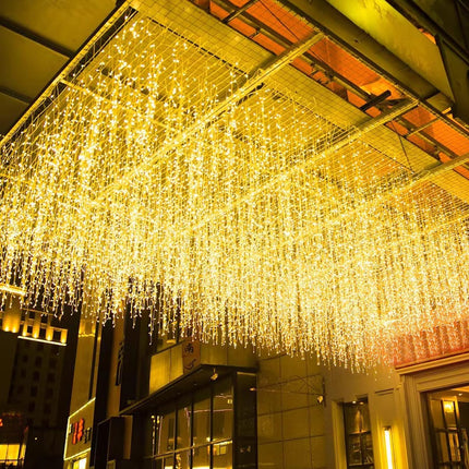 LED Icicle Christmas Lights, 16.4FT 216 LEDs Fairy String Lights Extendable Curtain 8 Modes Dangling Twinkle Novelty Hanging Lights for Ceiling Garden Party Decorations, Warm White 5M