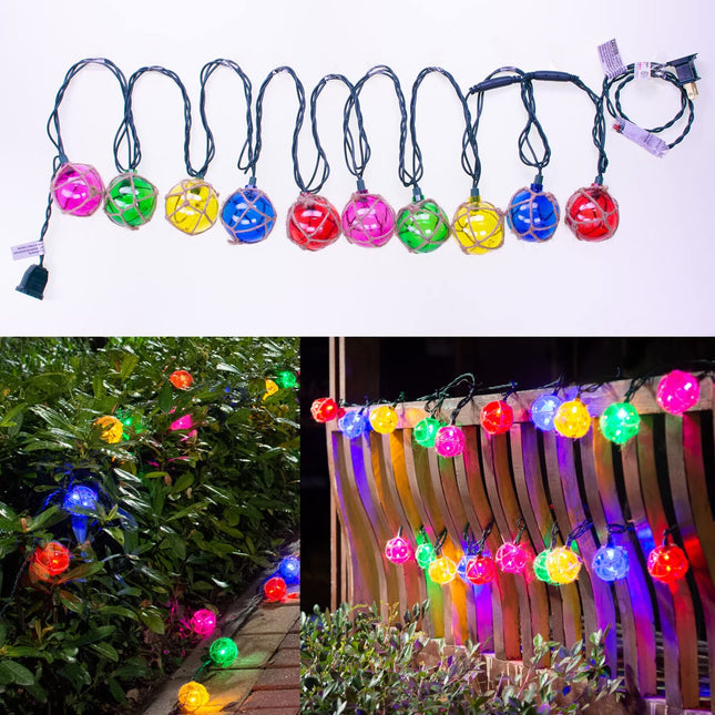 Nautical Lights String Plug in , 10 LED Buoy String Lights Home Tiki Bar Decorations, Nautical Fishing Float String Lights Coastal Beach Theme for Lanai Bedroom Patio Porch Outdoor Nautical Decor