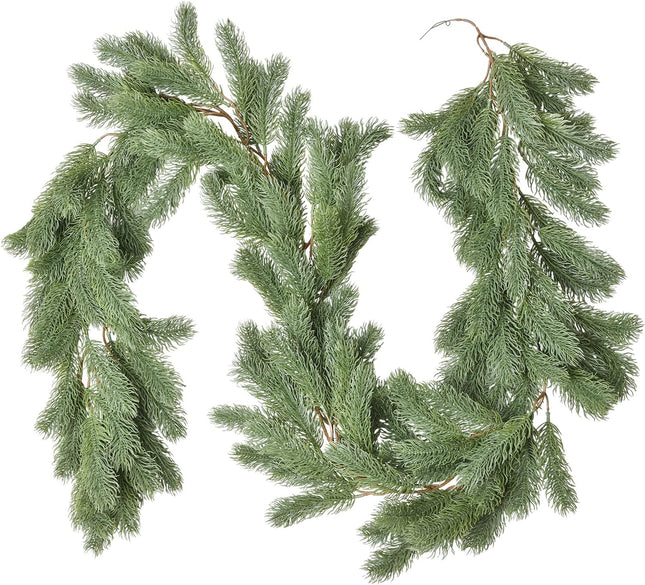 Pine Garland Christmas Decoration, 6ft Christmas Greenery Garland Artificial Spruce Garland Pine Needles for Holiday Mantel Fireplace Table Centerpiece Decor