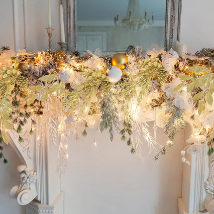Winlyn 24 Pcs Christmas Artificial Leaf Sprays Pine Needles Pinecone Berries Stems Gold Glittered Christmas Decoration Picks 12.2"- 14.2" Tall for Gold Christmas Tree Seasonal Wreath Holiday Décor