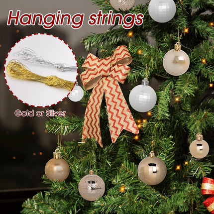 FestiveBliss Christmas Ornaments 50 Pcs, Christmas Balls, Christmas Ball Ornaments Set with Hanging Strings, Shatterproof Christmas Decorations Ornaments for Xmas Tree (Deep Champagne)