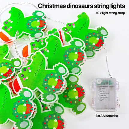 Led Dinosaur Christmas Lights 9.8ft 10 Led Dinosaur String Lights Room Decor for Kids, Battery Operated String Lights 8 Modes Dinosaur Decor Christmas Tree Party Bedroom Nursery Decor