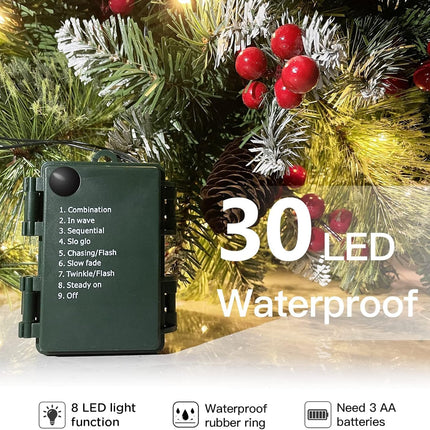 Small Outdoor Christmas Tree for Porch - Set of 2 Prelit Holiday Decor, Battery Operated Xmas Tree with Lights for Front Porch, Pathway, 2.5FT Partial Flocked Tree