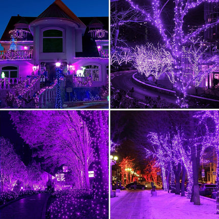 JMEXSUSS 500 LED (250LEDx2) Purple Christmas Lights, 163 FT Purple String Lights Outdoor Waterproof, 8 Modes Christmas String Lights Plug-in for Indoor Christmas Halloween Decorations