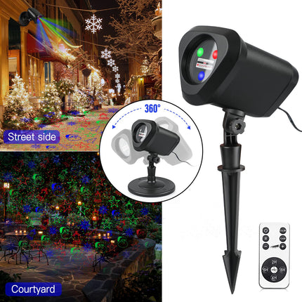 Christmas Laser Lights Outdoor, Christmas Projector Lights Outdoor with 9 Moving Red, Green, Blue Patterns, Remote Control, IP65 Waterproof for Outdoor Christmas, Decoration, Year, Holiday