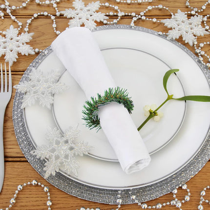 24PCS Pine Needle Wreath Napkin Rings,Christmas Green Napkin Ring Candle Ring,Mini Christmas Wreath for Pillar Candle Christmas Holiday Table Decoration