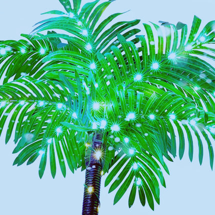 Artificial Palm Trees for Outside Patio,Lighted Palm Tree 6Ft LED Christmas Tree Fake Tropical Plant Light for Tiki Bar Pool Porch Deck Party