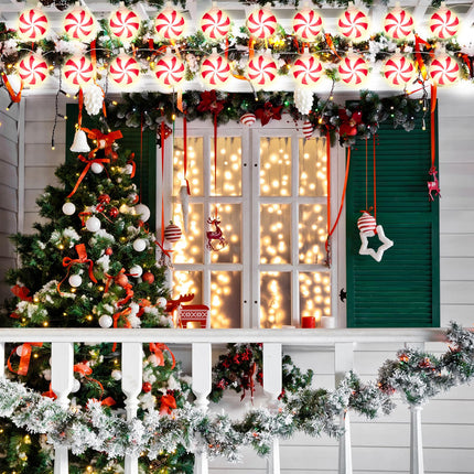 Ganeen 2 Pcs Jumbo Christmas Lights String Christmas Outdoor Decorations Lights Giant Christmas Lights Large Hanging LED Bulbs for Holiday Xmas Roof Home Tree Yard(Candy Style, Total 32 FT)