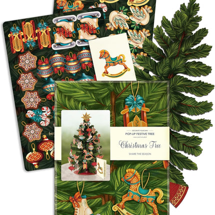 Freshcut Paper Pop Up Cards, 3D Popup Greeting Cards, Birthday Cards, Note Card & Envelope, 15" Christmas Tree
