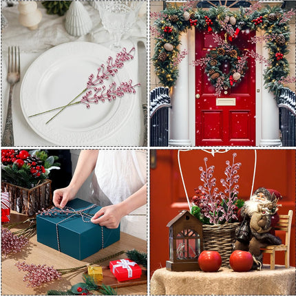 36 Pack Christmas Berry Stems 14 Inch Artificial Berry Picks Xmas Holly Berry Stem Branches for Christmas Tree Ornament Wreath Vase DIY Craft Christmas Home Decor(Rose Gold)