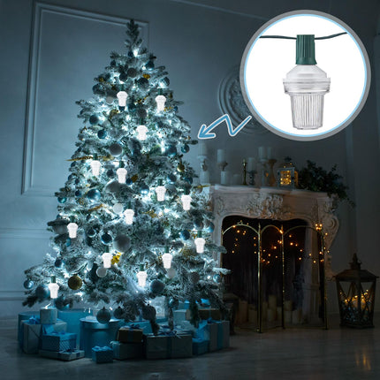 4 Pcs 120v Strobe C9 Christmas Lights Bulbs Outdoor Waterproof C9 LED Replacement Bulbs E17 Base 6000k Bright Flashing Strobe Light for Indoor Outdoor Yard Xmas Tree Decor(White)
