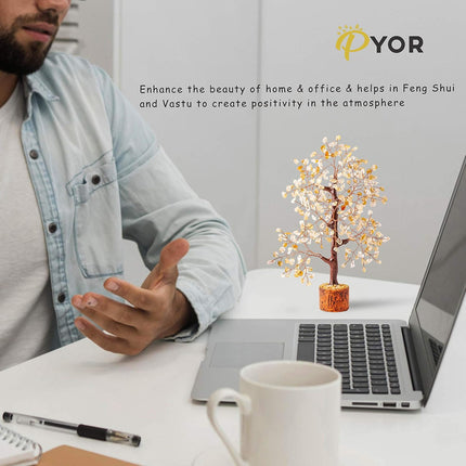 Citrine Crystal - Gem Tree - Crystal Tree of Life - Feng Shui Money Tree - Good Luck Stones and Crystals - Bonsai Tree Sculpture - Aesthetic Room Decor - Reiki Decor - Good Luck s