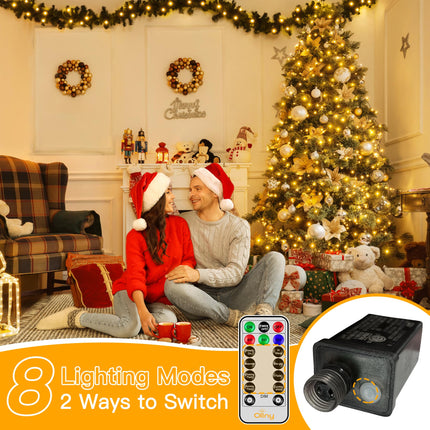 Ollny Christmas Tree Lights 400LED 8.2ft16 Strings with Ring, 8 Lighting Modes 3 Timers Dimmable Christmas Lights Indoor with Remote, Waterproof Outdoor Christmas Lights for Xmas Decor (Warm White)