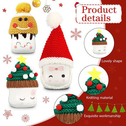6 Pieces Christmas Marshmallow Mug Hat Crochet Christmas Mug Hat Marshmallow Mug Toppers Christmas Mug Topper Display for Mug Christmas Winter Tray Decor, Mug Not Included (Assorted Style)