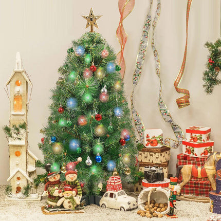 3FT Artificial Christmas Tree, Premium Artificial Small Christmas Tree with String Lights for Home Office Holiday Party Decoration with Foldable Stand, Easy Assembly