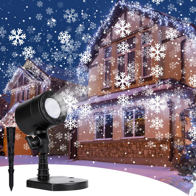 Christmas Snowflake Projector Lights Outdoor, Led Rotating Snowfall Show Lights Waterproof Landscape Decorative Christmas Light Lighting for Xmas Holiday Garden Indoor Home Decoration Show