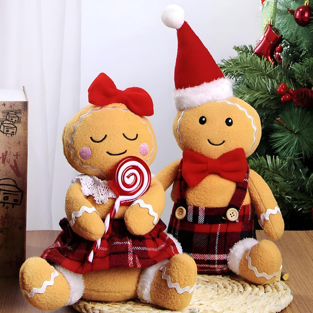 2PC Gingerbread Man Christmas Decorations Indoor for Christmas Ornament Home Decor Gingerbread Doll for Door Window Table Tree Holiday Xmas Season Decor