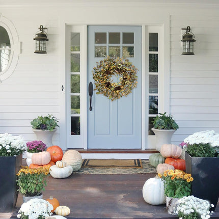 Fall Wreath with Pine Cones and Eucalyptus Leaves, Harvest Wreath for Front Door Farmhouse Indoor Festival Home Thanksgiving Decor,20 Inch