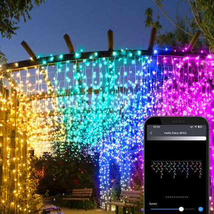 Brightown Smart Icicle Lights for Outside, 33Ft 304 LED RGB Smart Christmas Lights with 58 Preset Modes, App or Remote Control, Music Sync, Memory and Timer Function for Indoor/Outdoor Use