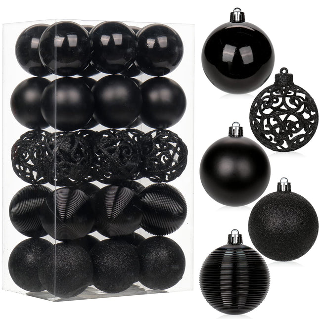 30PCS 2.36" Christmas Ball Ornaments Shatterproof Black Christmas Tree Decorations Xmas Tree Balls Halloween Ornaments Décor