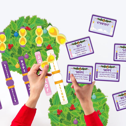 Zhanmai 24 Sets Christmas Advent Wreath Craft Kit Advent DIY Art Craft Tabletop Decor Advent Wreath Candles with Christ Love Joy Hope Peace for Fun Sunday School Classroom Christmas Activity