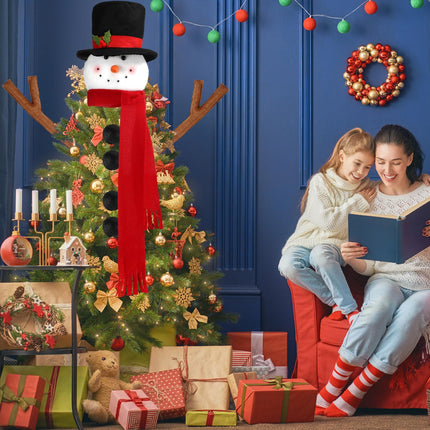 Syhood Christmas Tree Topper Large Holiday Funny Plush Stuffed Hanging Ornaments with Arms, Legs, Belt, Scarf for Christmas Tree Decorations Wine Bottle Curtain Xmas Home Decor (Snowman)