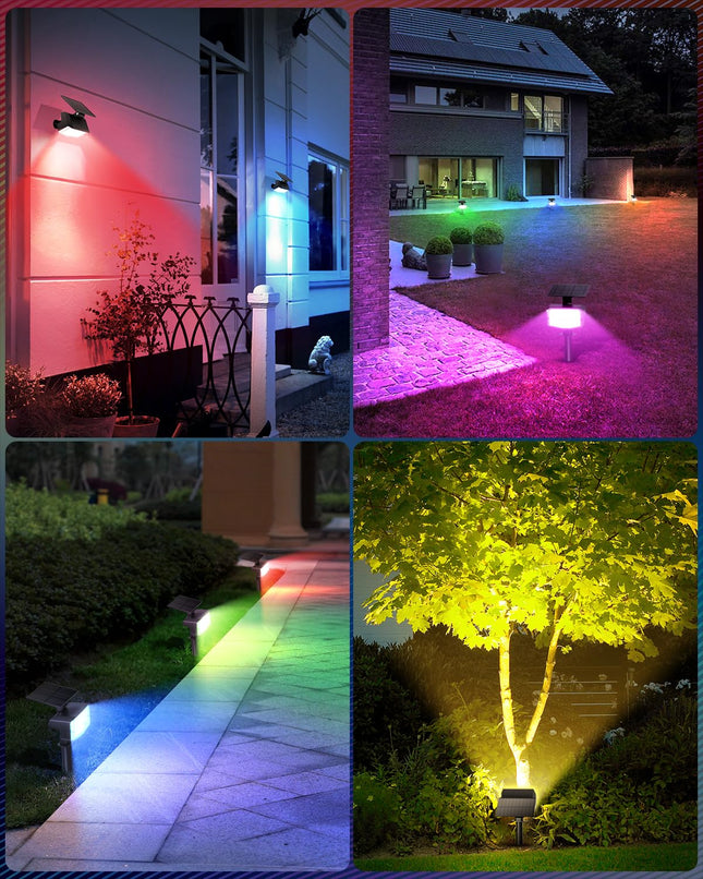 Solar Spot Lights Outdoor Color Changing, [9 Modes/85 LEDs] Solar Christmas Lights, Waterproof RGB Multicolor Solar Landscape Spotlights for Yard, Tree, Garden, Pathway Decoration (6 Pack)