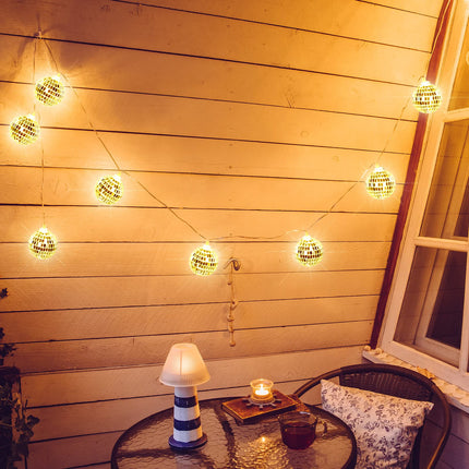 Nosiny 40 LED Disco Ball Mirror String Lights, Multicolor, Indoor/Outdoor, 3m/9.84ft per piece